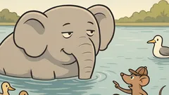 Witz: Ein Elefant schwimmt im See…